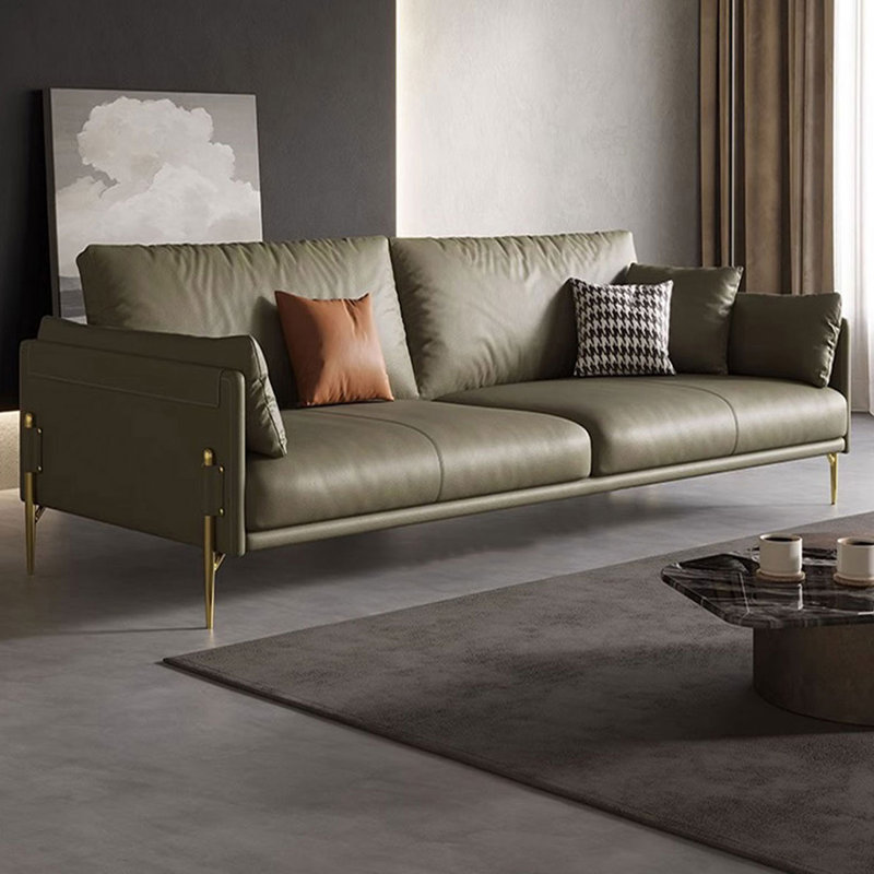 Causeuse-coussin standard en cuir véritable vert