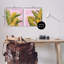 «Pink & Palms Leaves», ensemble d'art mural sur toile 2 pièces, design par Grace Popp-1945761167