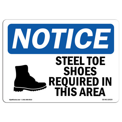 Avis - Plaque requise pour les chaussures à embout d'acier