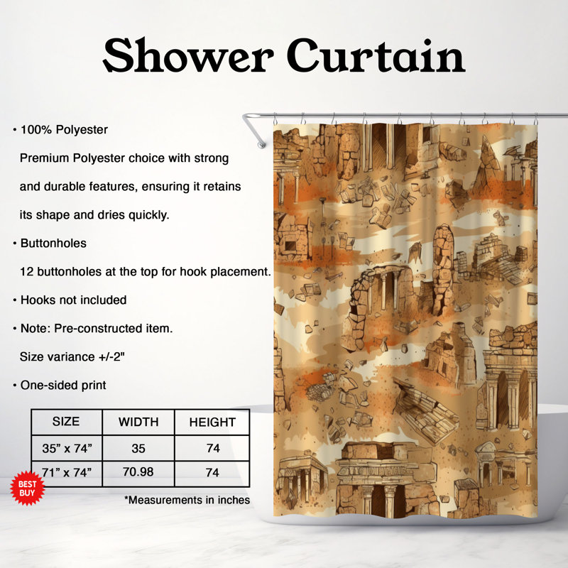 Eponine Shower Curtain, 74"H x 71"W