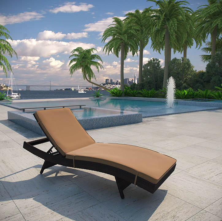 Peer Outdoor Patio Chaise, Espresso, Mocha