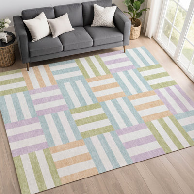 Tapis géométrique lavable à la machine intérieur / extérieur Aten ACN2332