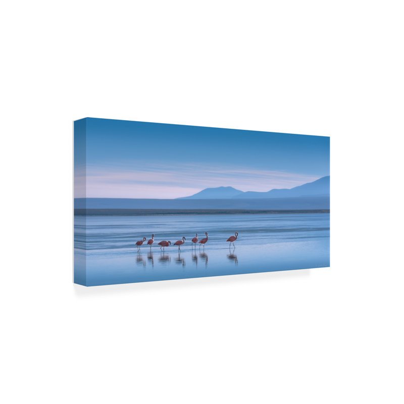 Vincent Chen  Flamingoes Canvas Art, 10" H x 19" W