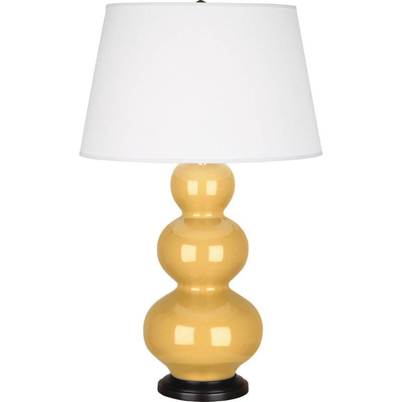Triple Gourd Ceramic Table Lamp, Sunset Yellow/Deep Patina Bronze, Deep Patina Bronze