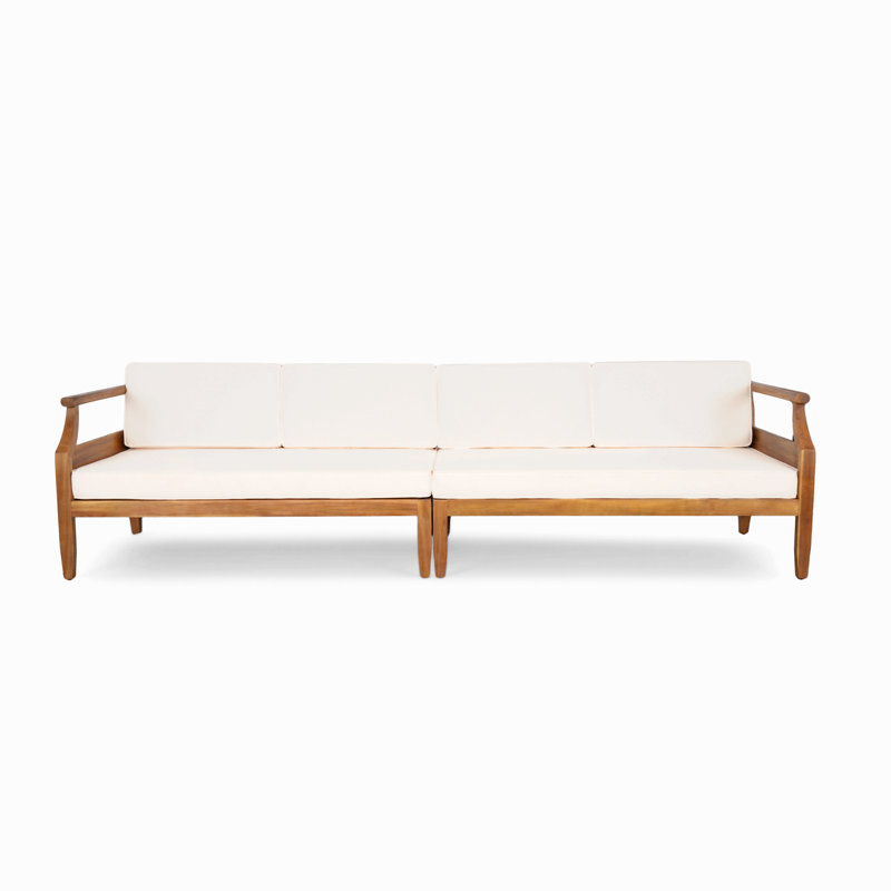 Ensemble de canapé 4 places à gauche et à droite en bois d'acacia, Beige