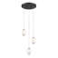 Lustre noir 3 lumières avec abat-jour en verre blanc-2047579172
