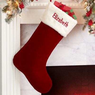 Bas de Noël bourgogne personnalisé Velvet Elegance