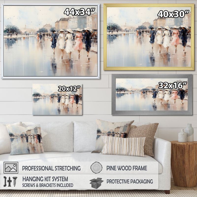 Fashion Impressionist Elegance III - Art mural mode, Cadre photo noir, H 34 po x l 44 po x P 1,5 po