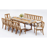 8 Seats 9 Pcs Grade-A Teak Wood Dining Set: 94" Mas Oval Trestle Leg Table And 8 Osborne Chairs (2 Arm & 6 Armless Chairs) #11OS2302