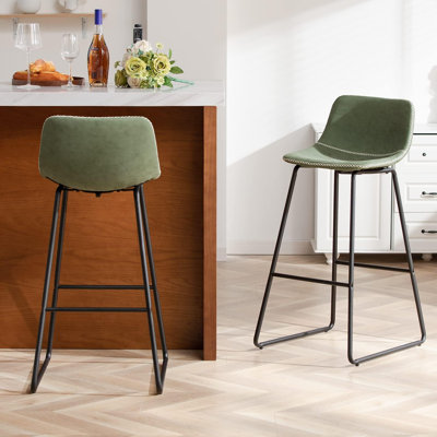 Bar Stools of 2/3/4, 26/30 Inch Counter Height Barstools with Back Faux Leather Bar Height Stools for Kitchen Island Counter