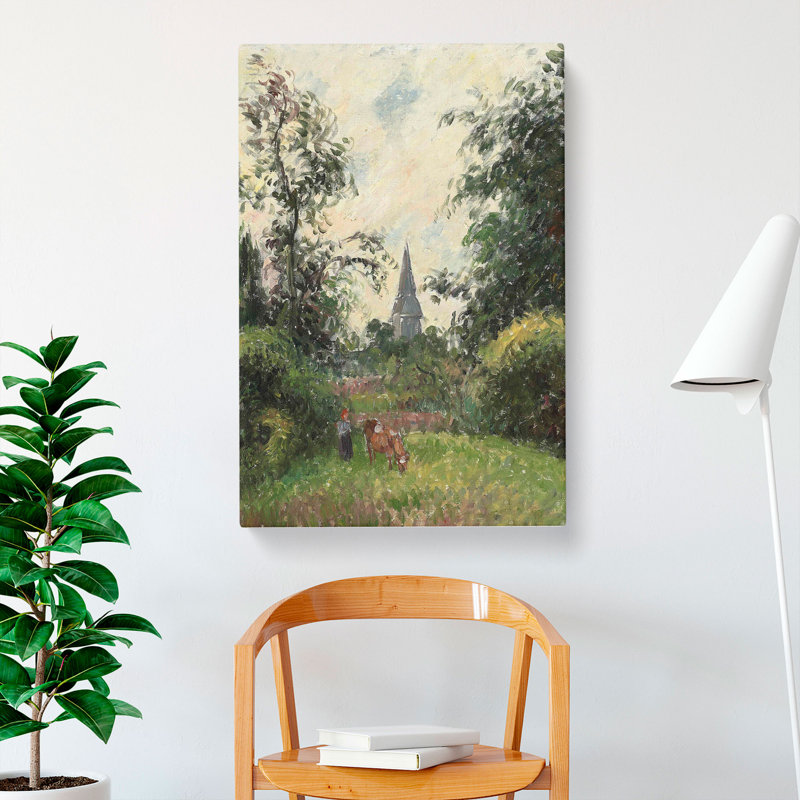 Steeple of Bazincourt by Camille Pissarro - Wrapped Canvas, 76cm H x 50cm W x 3cm D
