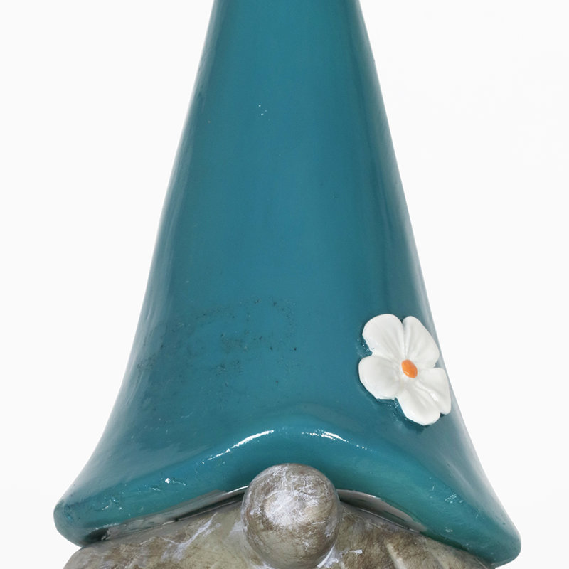 Teal Solar Powered Meditating Gnome Garden Statue