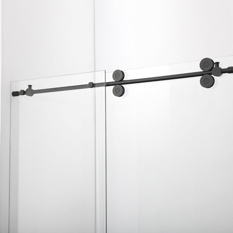 60" x 58" Matte Black Frameless Sliding Tub Door