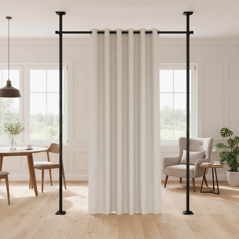 71cm W x 122cm H Metal Single Panel Room Divider, Black