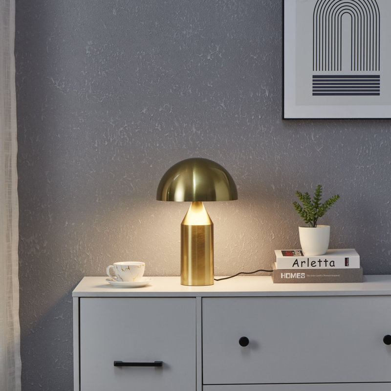 Antique Brass 15" Modern Mushroom LED Table Lamp