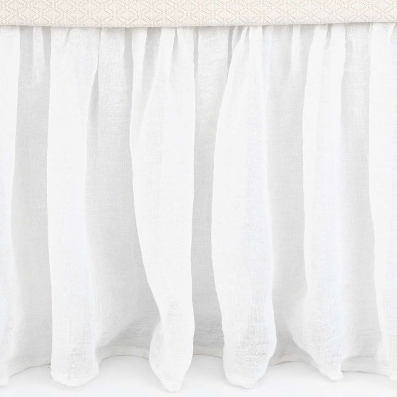 Savannah Linen Gauze White Bed Skirt, Twin