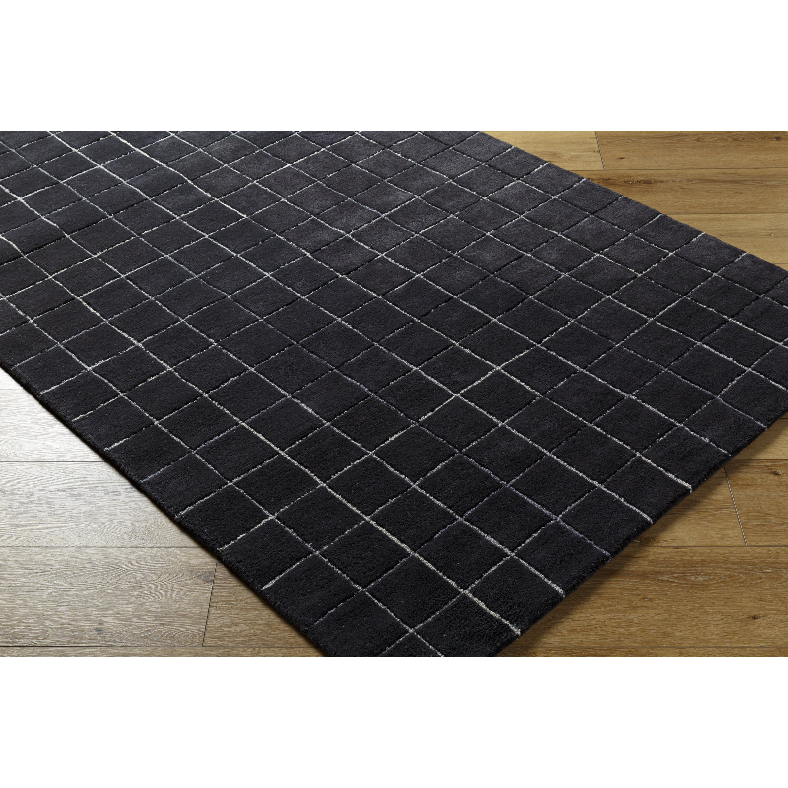 Mallory Hand-Woven Marine Blue Checkered Rug, Rectangle 2' x 3'