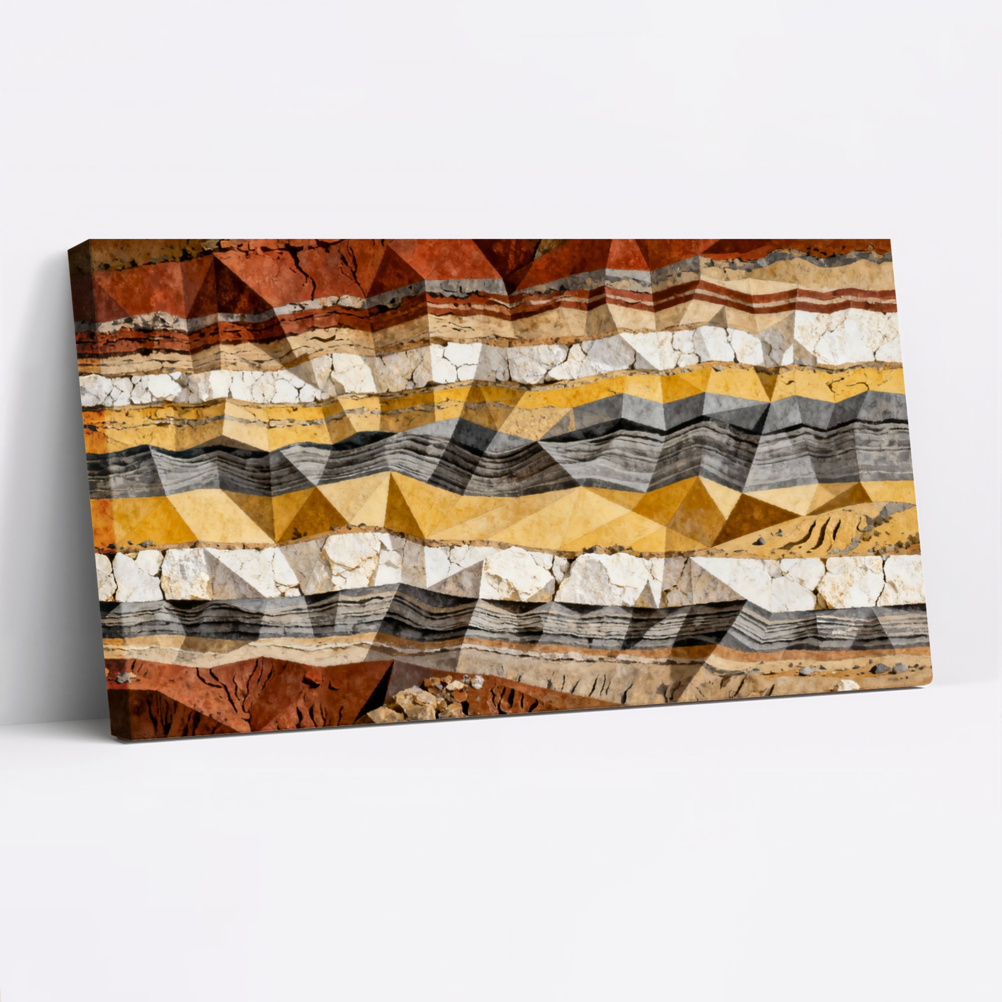Wrought Studio™ Geometric Rock Layers Abstract Pattern Canvas Wrapped ...