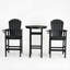 Table de bar ronde 3 pièces en PEHD avec 2 tabourets de bar-405792275