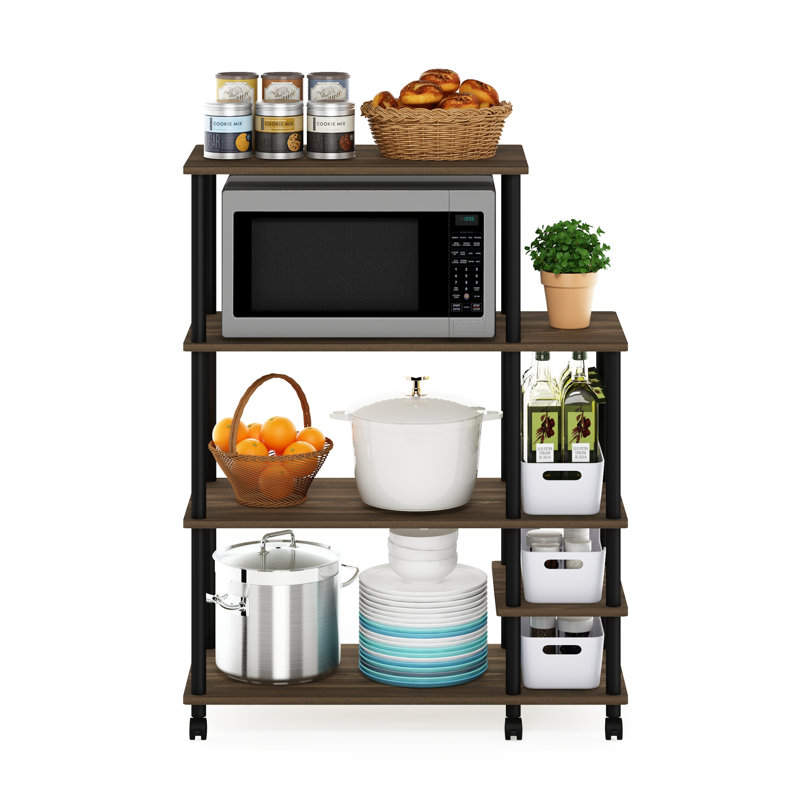 Debbi Wood Kitchen Cart, Columbia Walnut/Black
