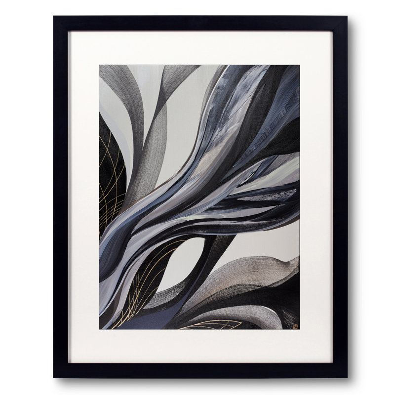 «Ephemeral Bloom» par Novi Lim - Peinture, H 31,2 po x l 25,2 po, Papier avec cadre noir