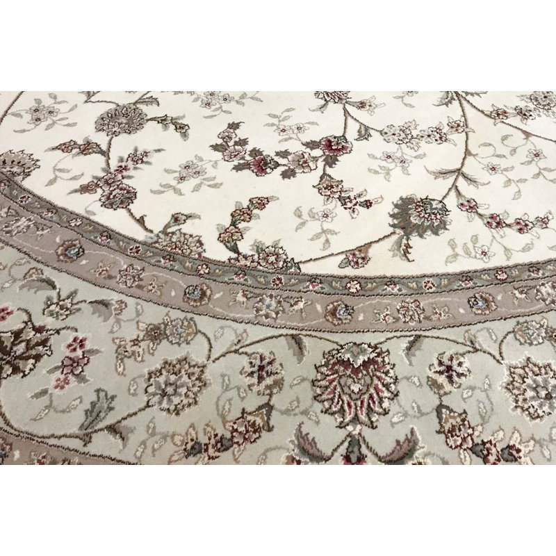 Tapis ivoire et ivoire noué à la main de haute qualité