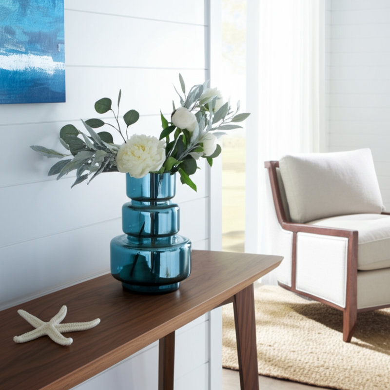 Handmade Glass Table Vase, 12" H x 8" W x 8" D
