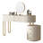 Jahnea Vanity-Elegant Set: Saddle Leather-Finished Top Vanity Table & Stool, Stainless Steel Support, Reversible Installation, and Dimmable LED Mirror-996482009