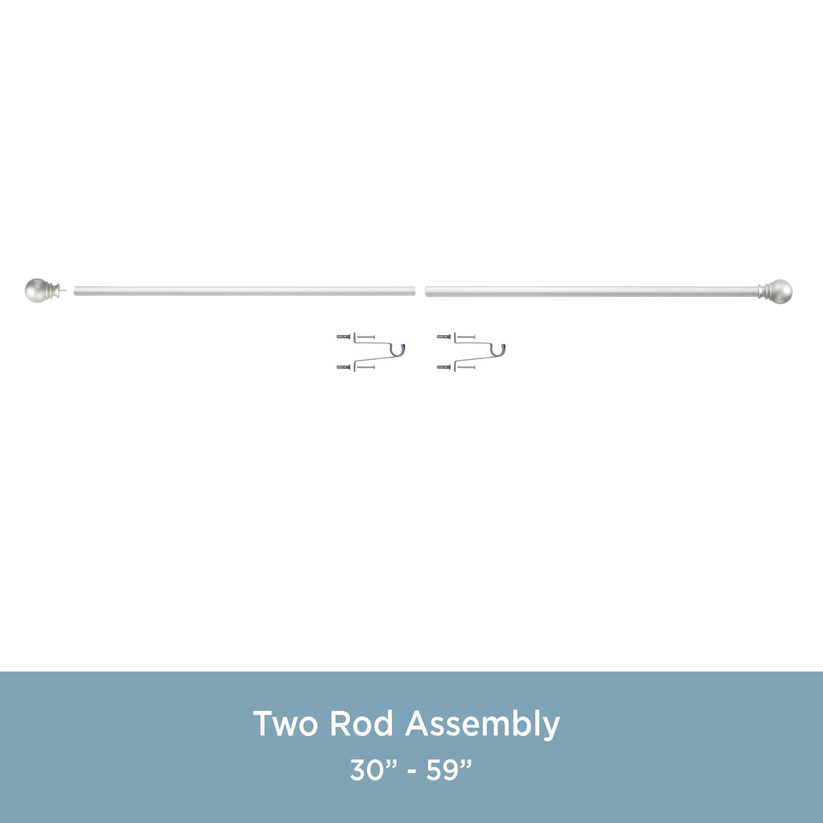 Kielle Layla Single Curtain Rod, Satin Silver