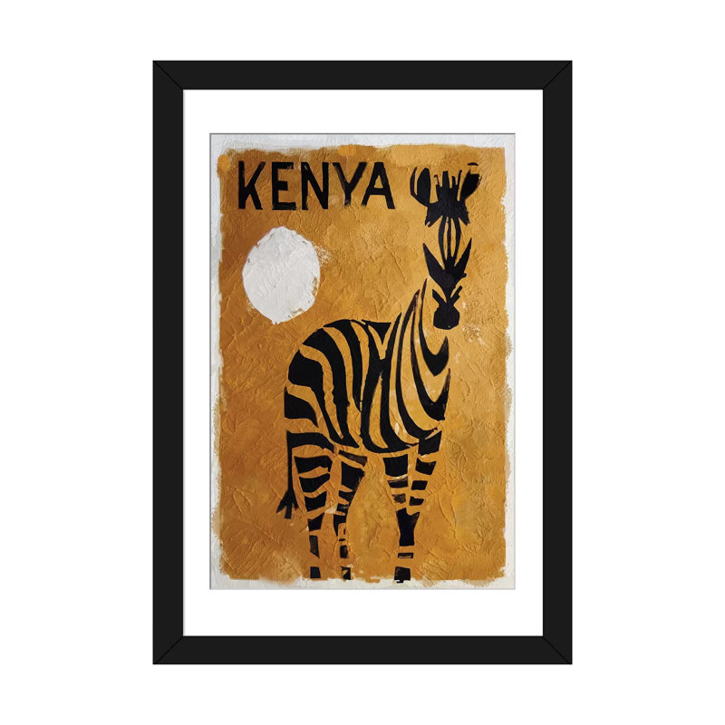 «Kenya», impression sur toile, H 24 po x l 16 po x P 1 po, Papier d'art encadré noir, Blanc