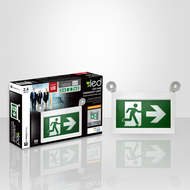 Jessar LED Emergency Exit Combo Sign, 11.02" H x 13.58" W x 1.96" D