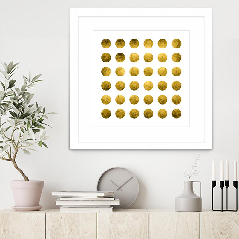 Golden Spots White 'mat et encadré, H 36 po x l 36 po x P 1 po