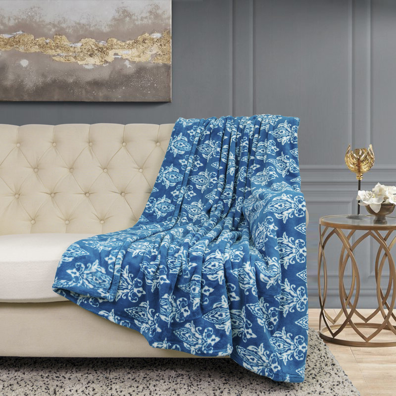 Ocean Depths Blue Green Teal Flannel Velvet Throw Blanket
