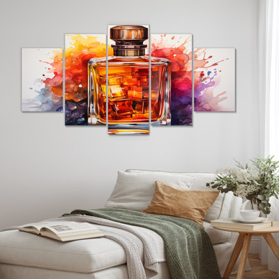 «Orange Crystal Perfume Bottle I - Perfumes Multipanel Wall Art»
