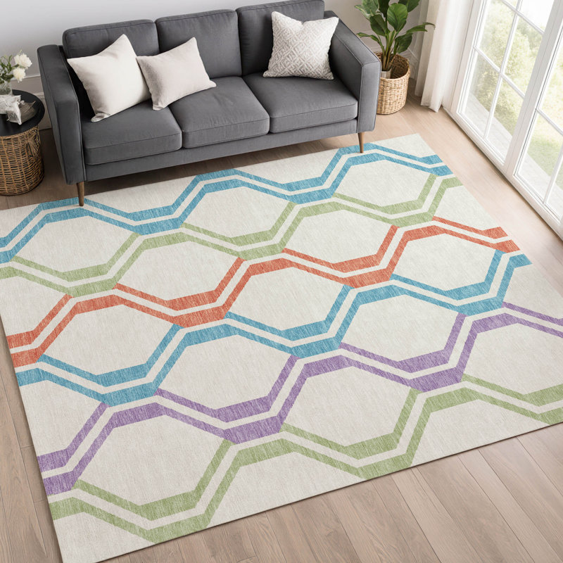Machine Washable Indoor/Outdoor Chantille ACN2326 Mid-Century Modern Rug, Rectangle 8' x 10'