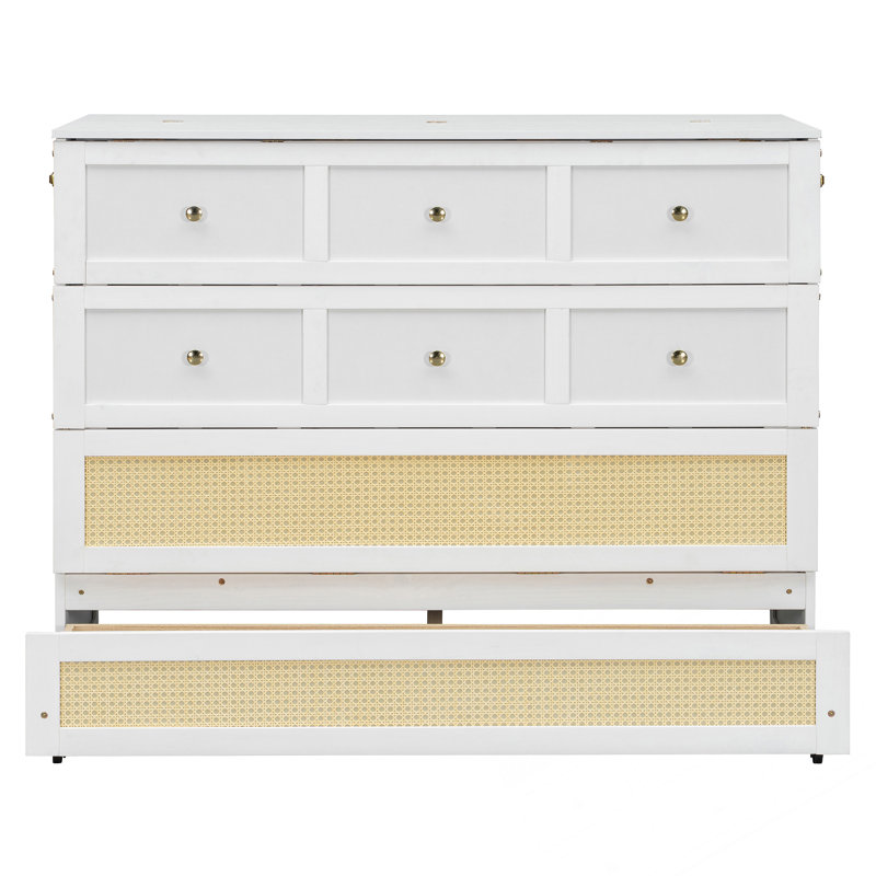 Lit escamotable double avec grands tiroirs, Blanc