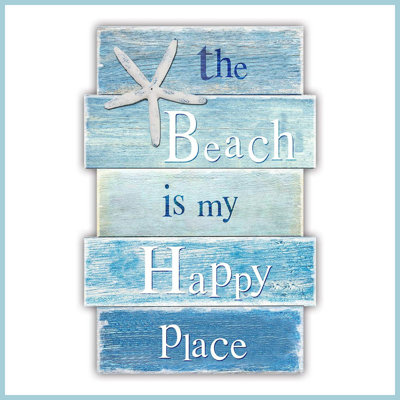 Wooden Coastal Hanging Sign with Starfish Accent, Beach Themed Wall Decor for Indoor Spaces, 11.5"x 17"