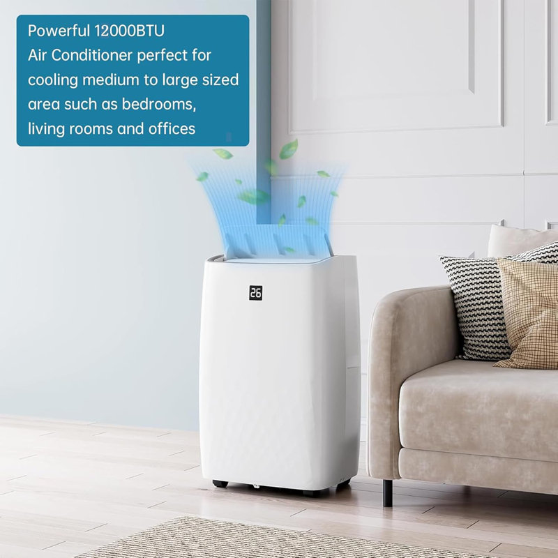 White 12000 BTU Portable Air Conditioner with Remote Control