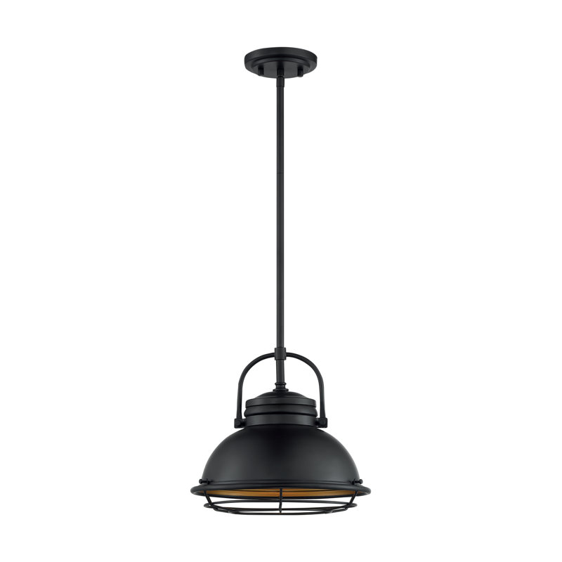 Luminaire suspendu en forme de lanterne à 1 lumière Ankur, H 11,13 po x l 12 po x P 12 po, Bronze foncé / Or
