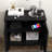 Fluted Storage With Solid Wood Legs & Versatile Layout - Living Room Cabinet For Room, Kitchen, Hallway Black Finish