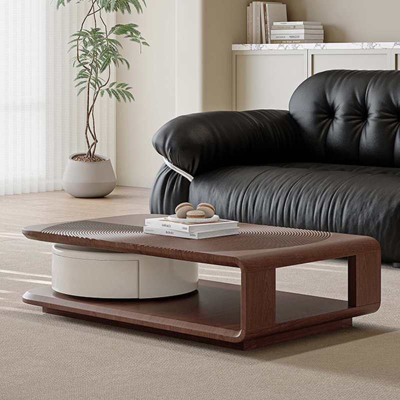 Table basse moderne en noyer avec rangement