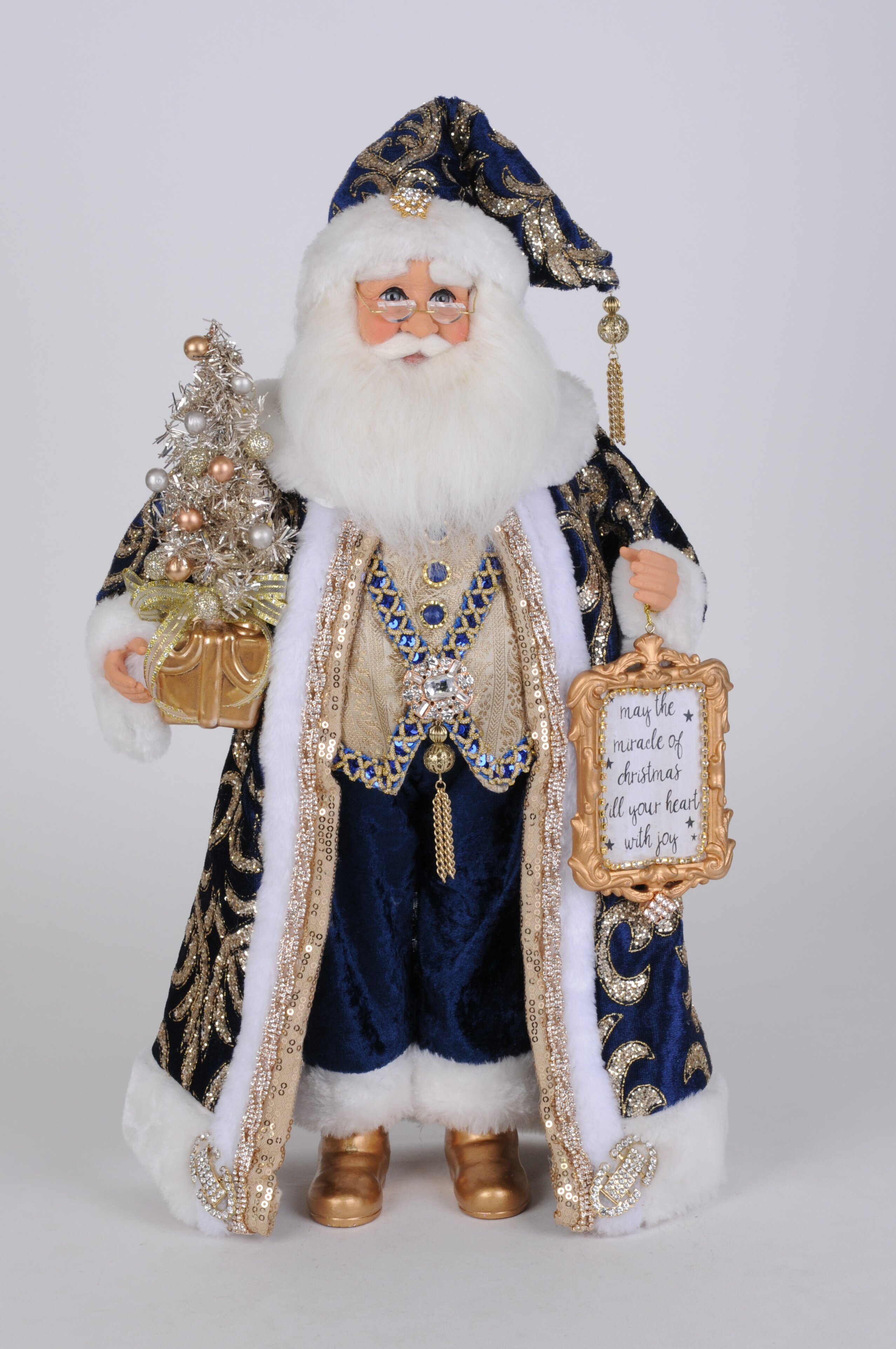 Karen Didion Originals Lighted Midnight Blue Santa | Wayfair