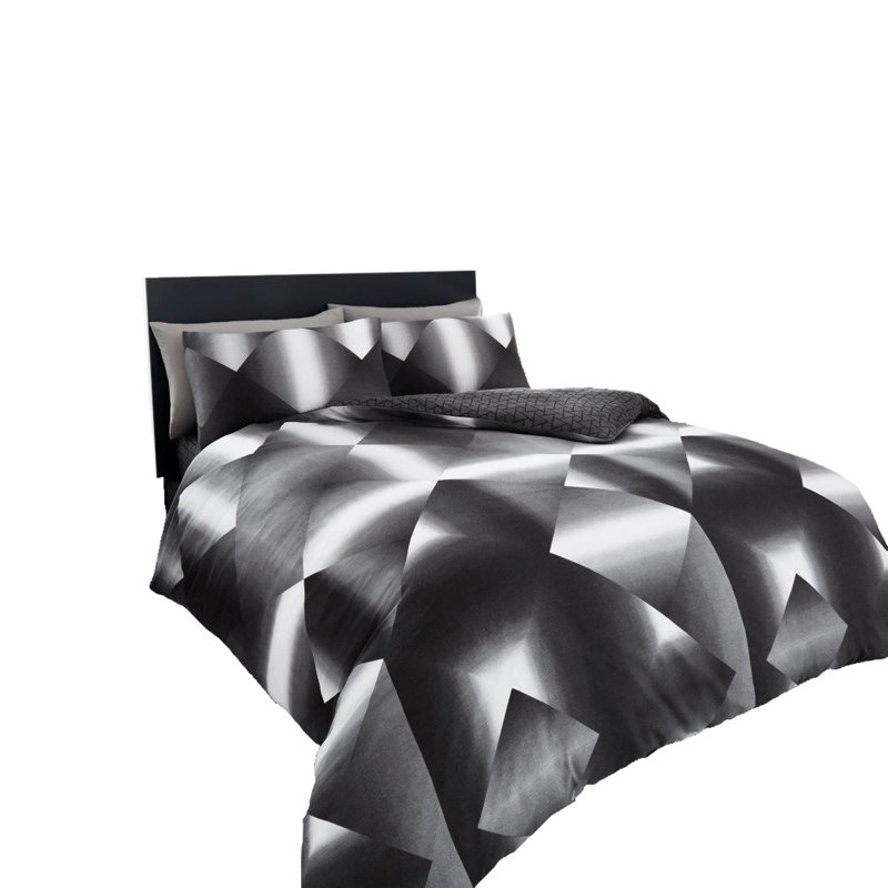 Soft Polycotton 3D Triangle Reversible Duvet Cover Set with Pillowcases Available in All UK Bed - Single Double King & Super Kings