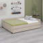 Lit plateforme tapissier en lin avec ports USB et lit gigogne simple, support à lattes de bois pour chambre à coucher, appartement-1347085086