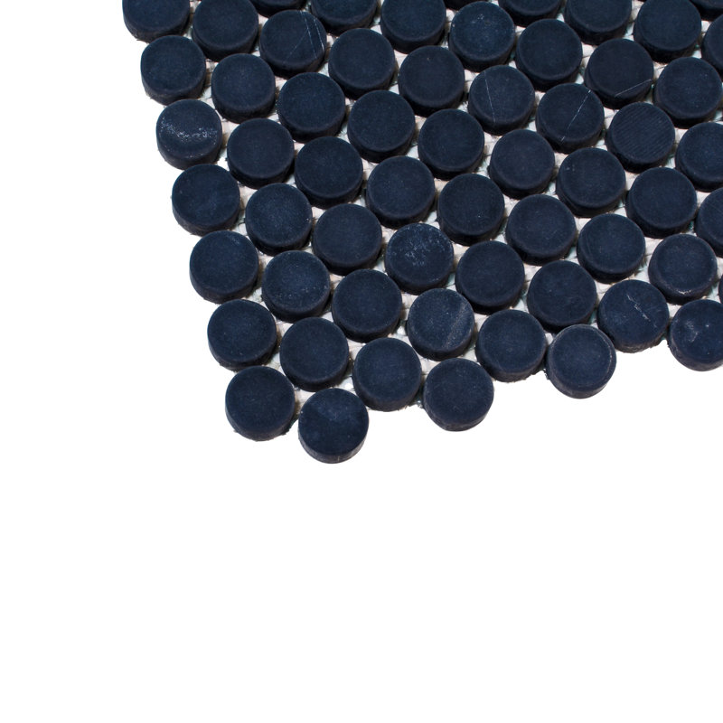 Carreau rond noir en mosaïque 11 x 12 Noir Luxe (4,83 pieds carrés / boîte) Noir Luxe