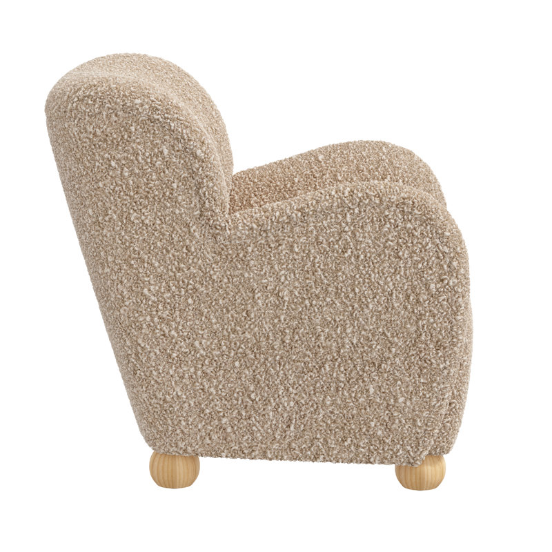 Portland Red from Scalamandre Crafted by Cloth & Company Armchair, Plush Camel Boucle