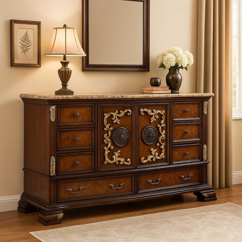 Commode large 8 tiroirs avec armoire 2 portes Iliana