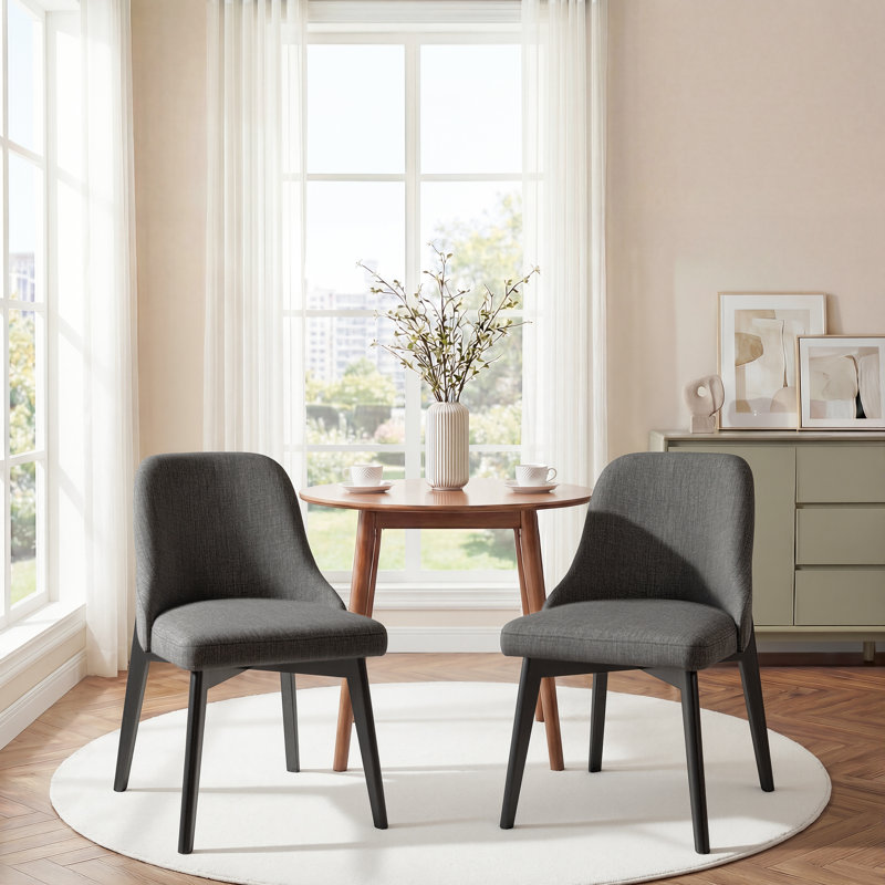 Ladaker Dining Chairs Kitchen Chairs with Wood Legs, Black, Dark Gray