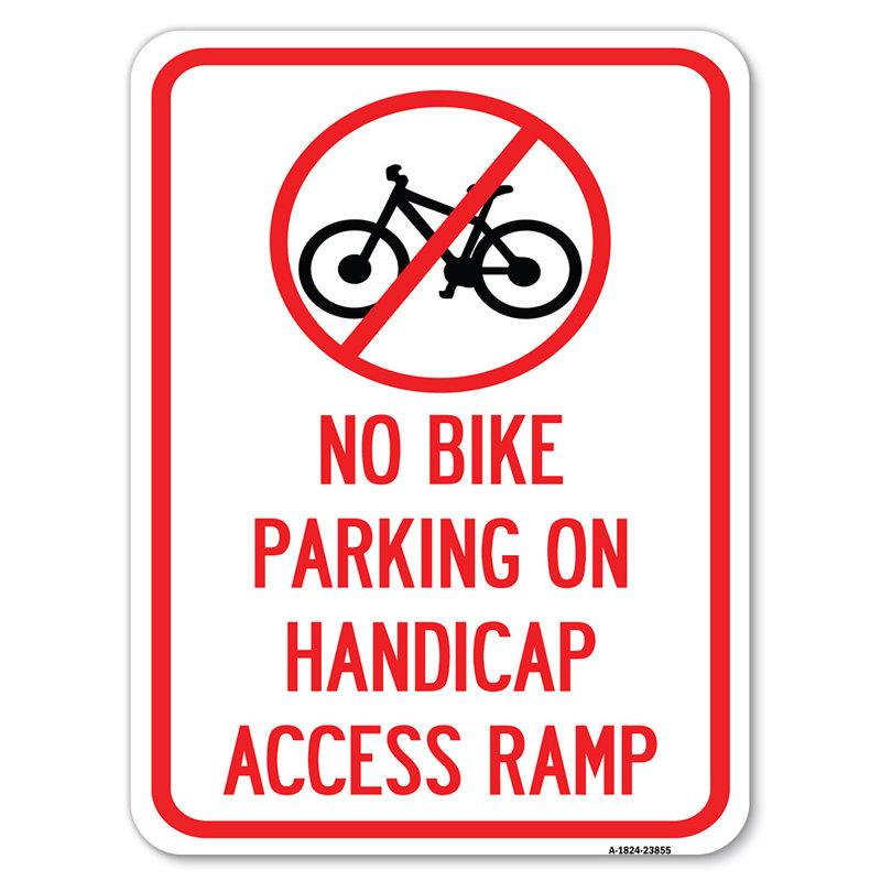 Pas de stationnement pour vélos sur la rampe d'accès pour personne à mobilité réduite / 23855, H 24 po x l 18 po x p 1 po