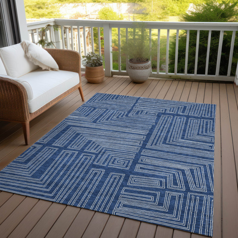 Tapis d'intérieur / extérieur bleu Clayra , 9 pi x 12 pi